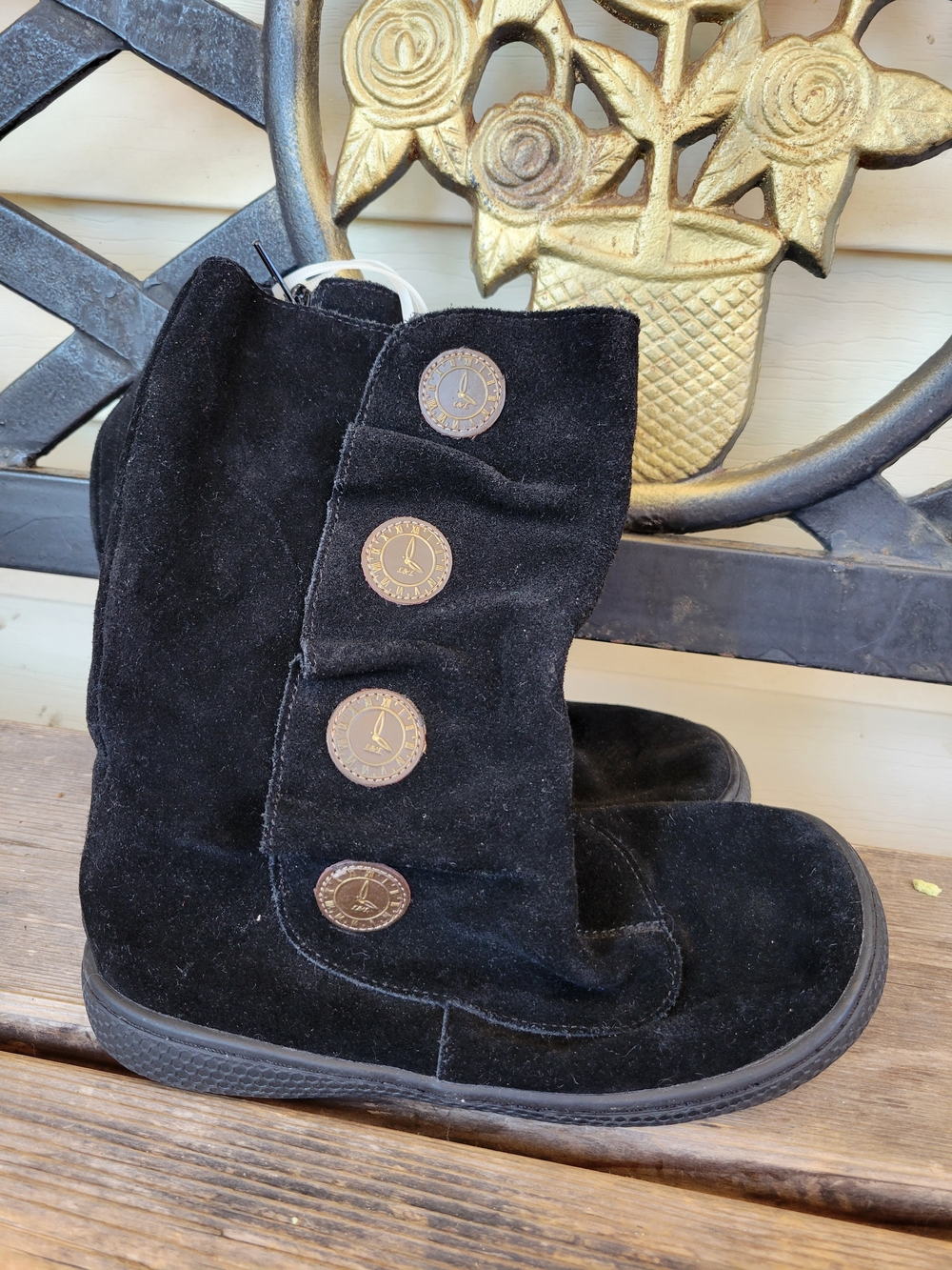 LIVIE + LUCA kids SZ 3Y VGUC BLACK suede pull on zipper closure TEMPO BOOTS
